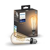 Philips Hue White E27 LED-Lampe Filament Giant Edison, Vintage-Design, dimmbar, warmweißes Licht, steuerbar via App, kompatibel mit Amazon Alexa (Echo, Echo Dot), Transparent, 929002459201