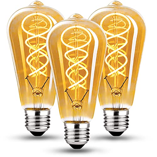 Edison Vintage Glühbirne E27, E27 LED Vintage Dimmbar 4W Retro LED Lampe Warmweiß 2700K Edison Glühbirne E27 Vintage Ideal für Nostalgie und Retro Beleuchtung im Haus Café Bar - 3 Stück ST64 - SLX